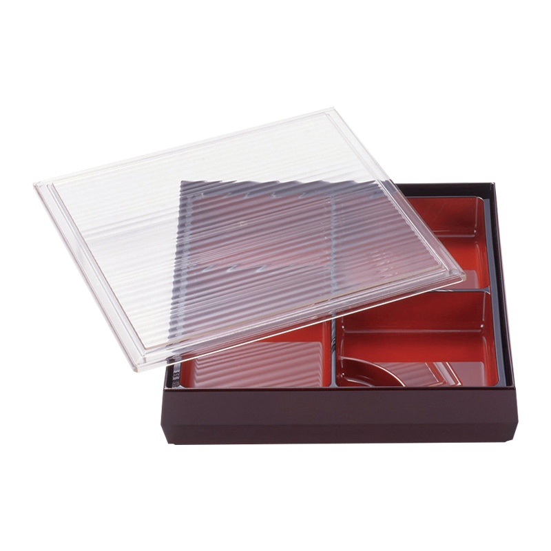 8.5寸クリスタル千筋宝角幕の内[タメ塗]（仕切：朱塗天黒）