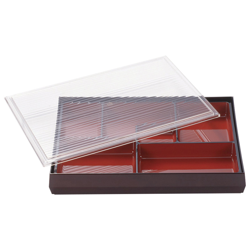 尺2寸クリスタル千筋宝長手幕の内[タメ塗]（仕切：朱塗天黒）