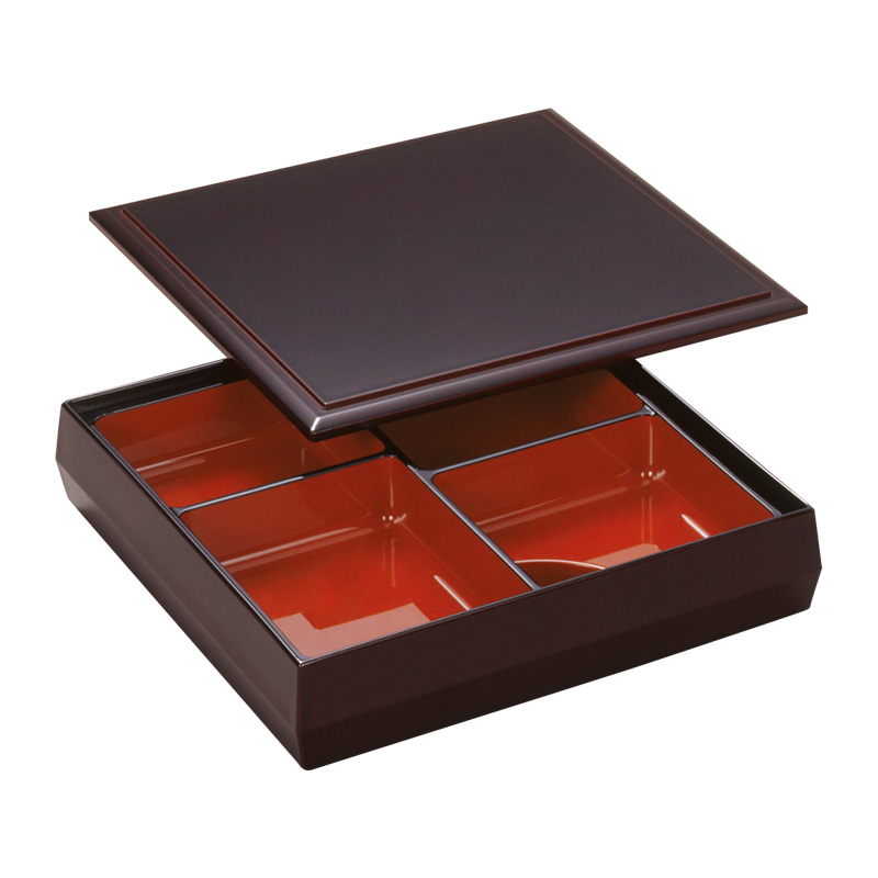 8.5寸宝角幕の内[タメ塗]（仕切：朱塗天黒）