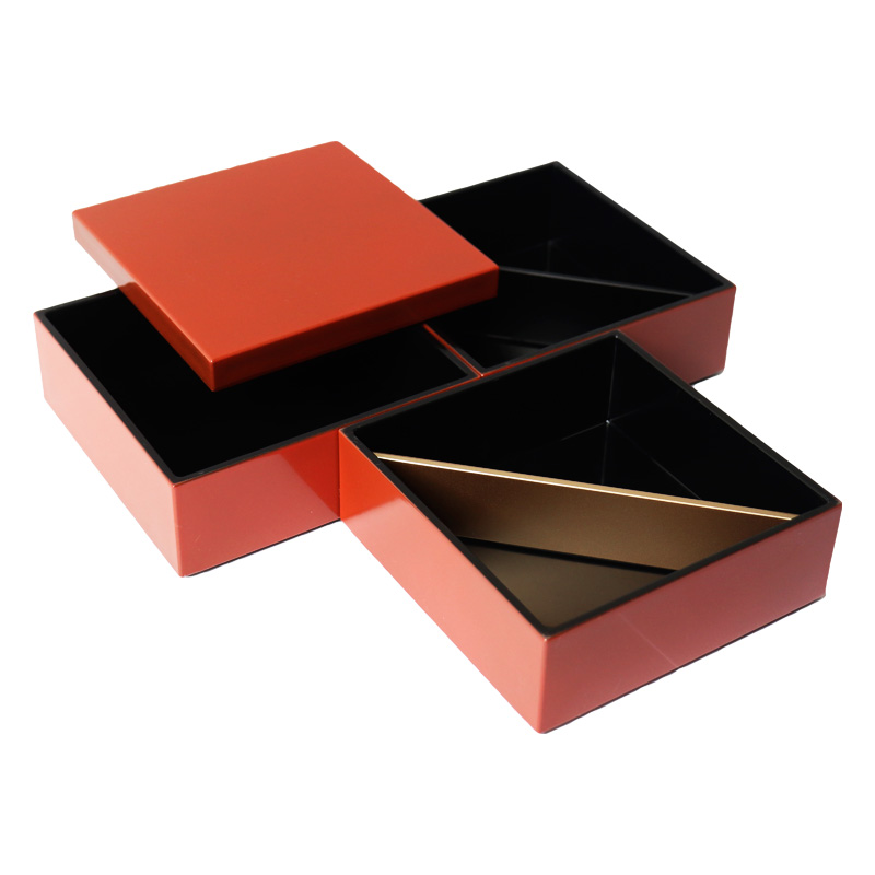 4.5寸姫弁当2段・3段[パール朱塗］