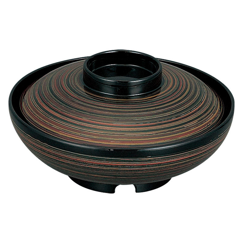 平型煮物椀[黒塗ツムギ]